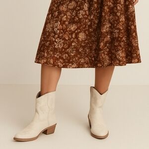 White Western Ankle Boots, Cowgirl, Botines Estilo Bohemian, Festival Boots